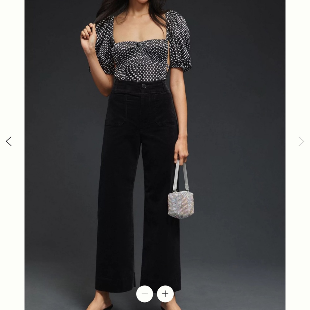 Maeve Colette Cropped Wide-Leg Corduroy Pants Sz 27